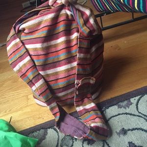 Striped Indian Fabric Bucket Messenger Bag