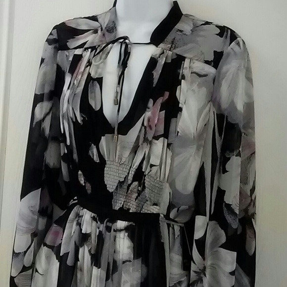 Adrianna Papell Tops - Adrianna Floral Sheer boho peasant tie neck blouse Adrianna Papell Tops - Adrianna Floral Sheer boho peasant tie neck blouse