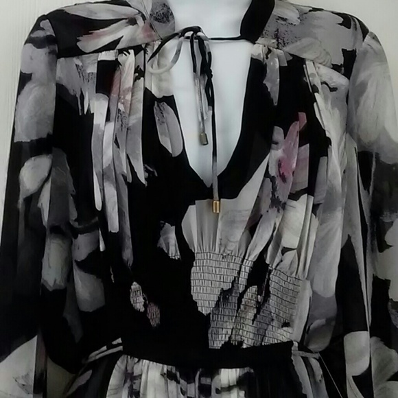 Adrianna Papell Tops - Adrianna Floral Sheer boho peasant tie neck blouse Adrianna Papell Tops - Adrianna Floral Sheer boho peasant tie neck blouse
