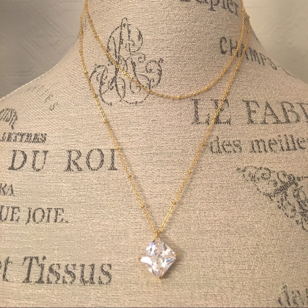 Sparklepop Cubic Zirconia gold tone necklace