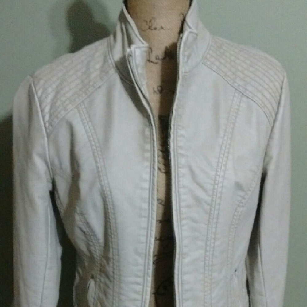 Light colored leather jacket