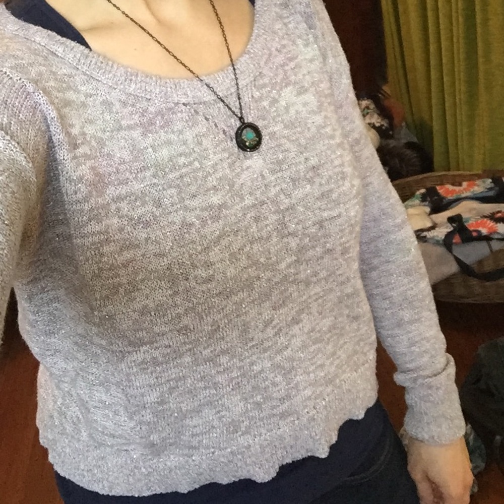 Silver and pink sparkly sweater