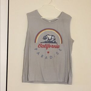 Cute graphic muscle shirt!