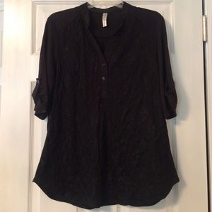 Black Top with Lace Overlay