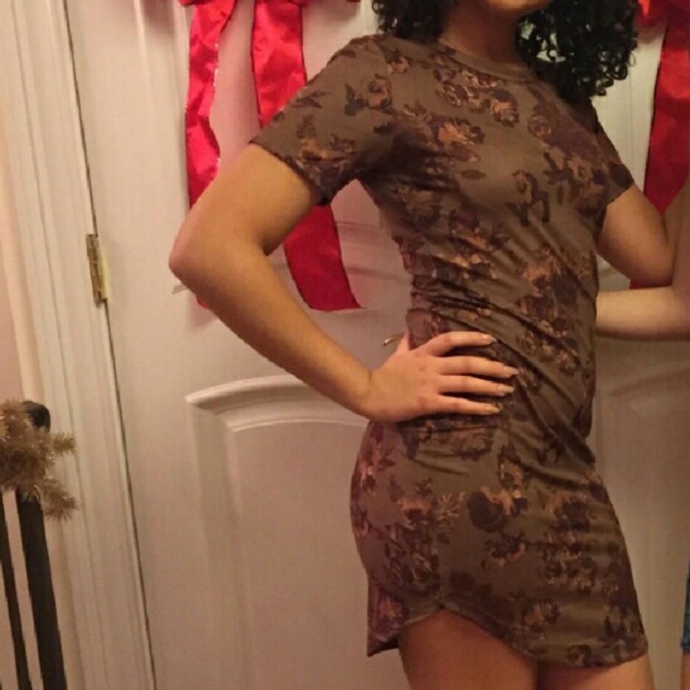 Floral Print Brown dress