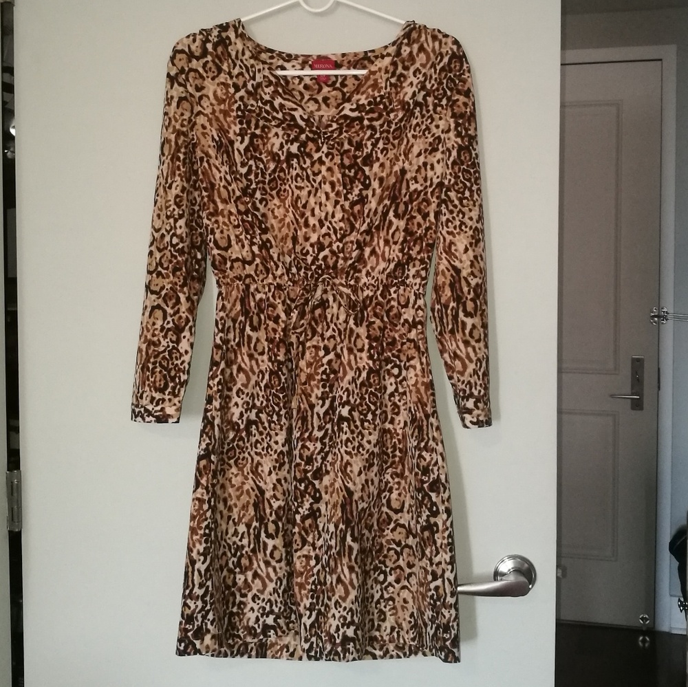 Animal Print Dress w/ Pockets and Ties @ Waist