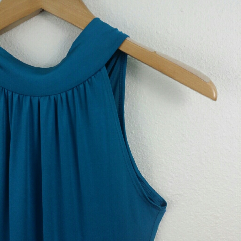 Turquoise Dress with Pleated Skirt