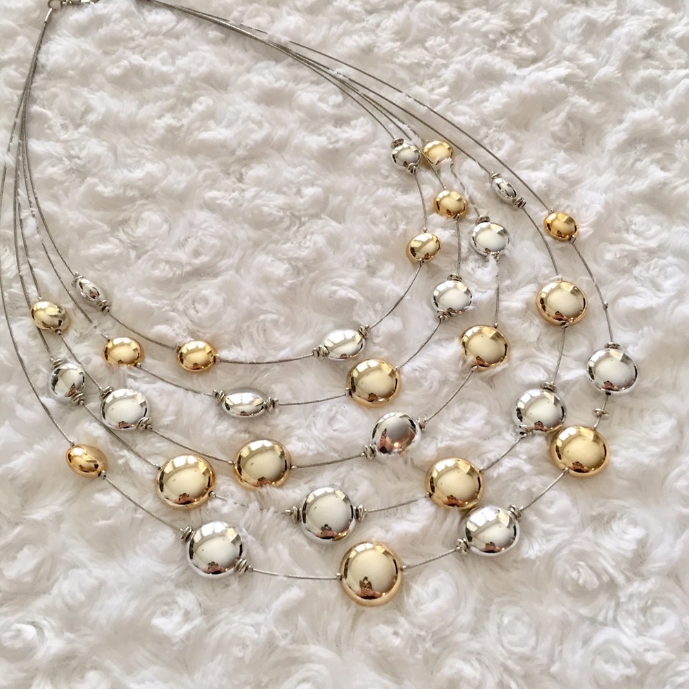 NWOT Gold and Silver Five Layer Necklace