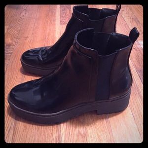 Zara Shiny Leather Black Boots!