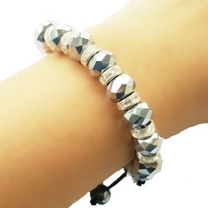 Metallic silver coated hematite bracelet