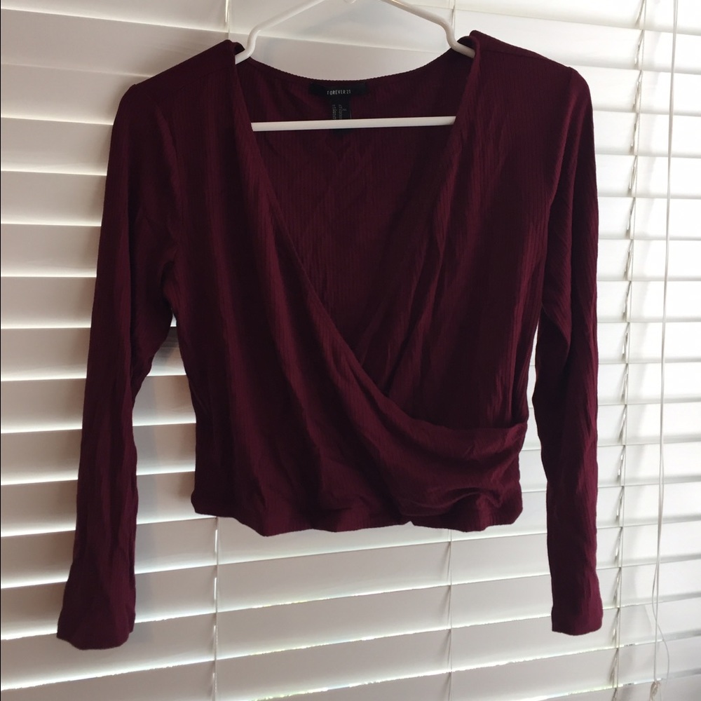 Wrap Long Sleeve Crop Top