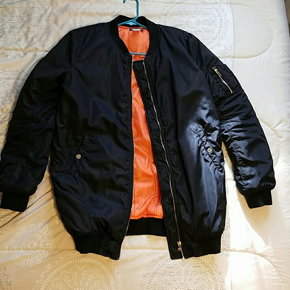 Black Fashion Nova Long Bomber jacket