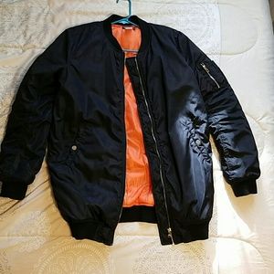 Black Fashion Nova Long Bomber jacket