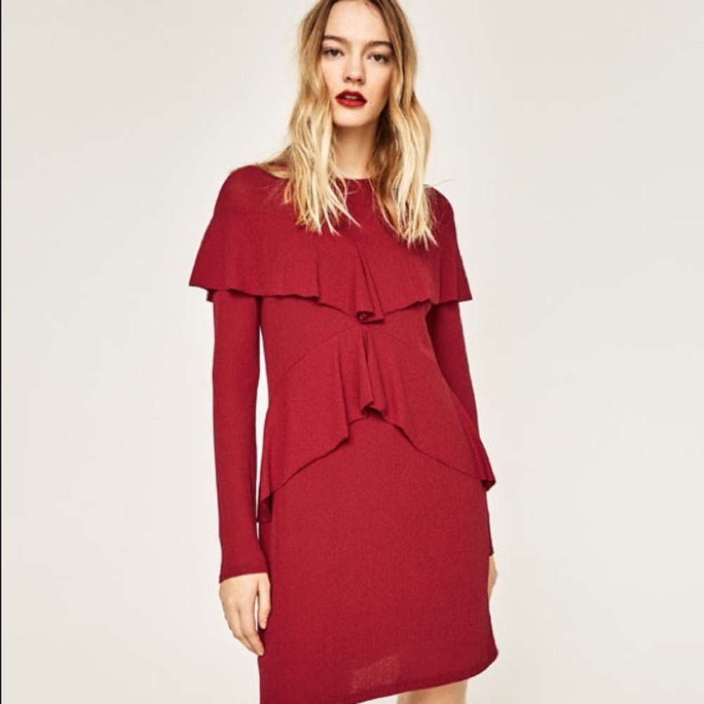 Zara red frilly dress TAGS STILL ON