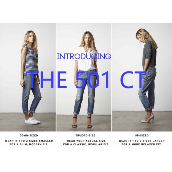 Levi 501 CT Distress Boyfriend Jeans Cuffed Rolled - Picture 2 of 4