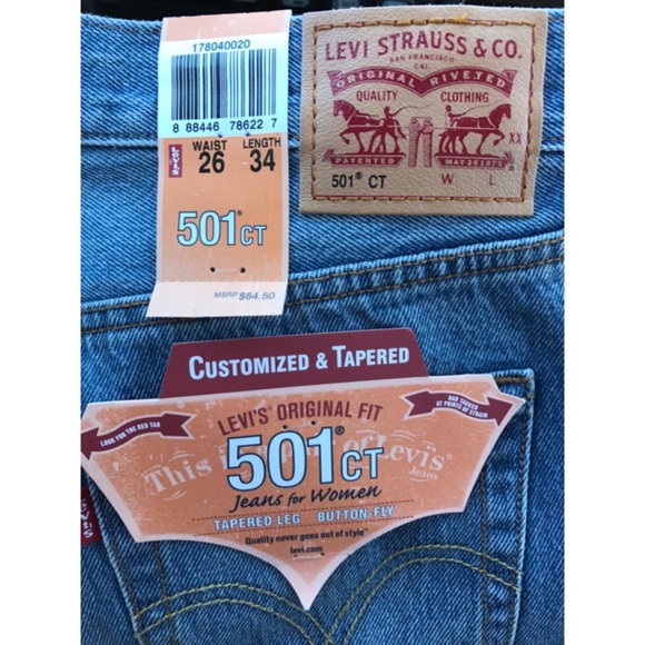 Levi 501 CT Distress Boyfriend Jeans Cuffed Rolled - Picture 3 of 4