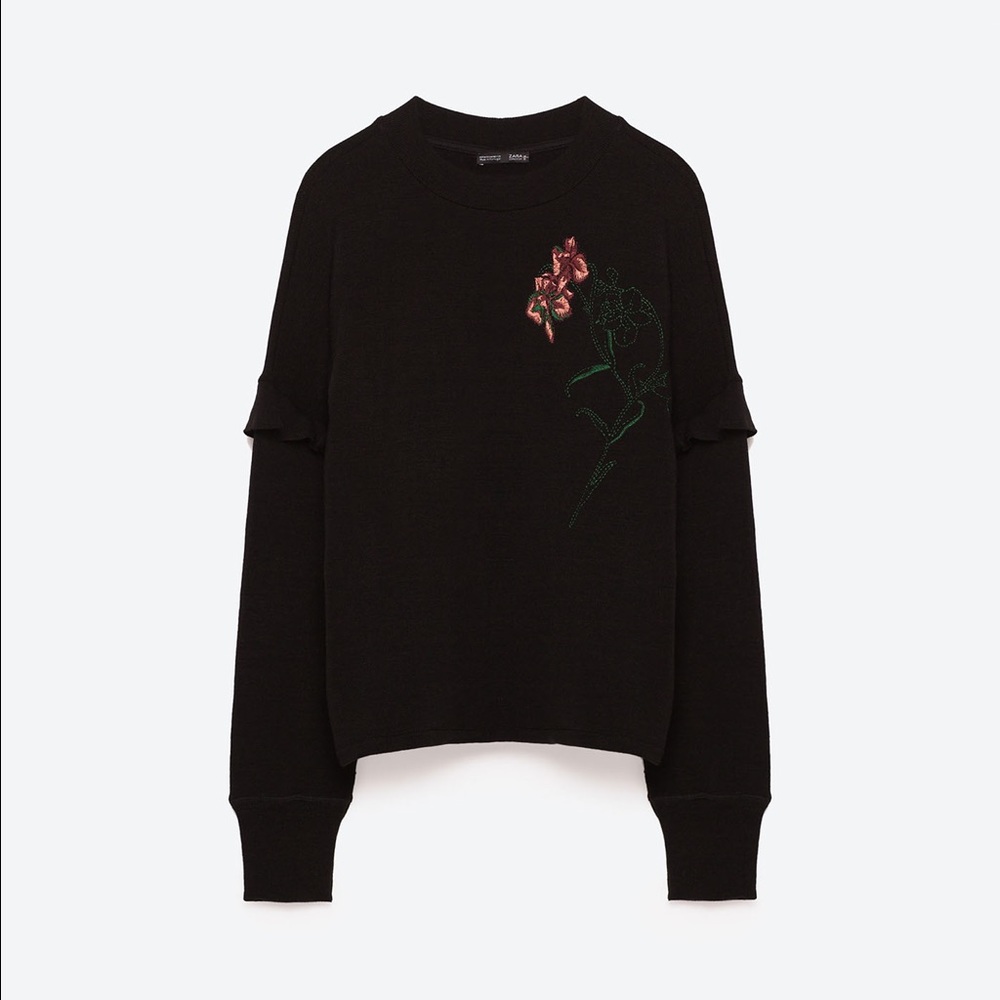 Zara black patch sweater TAGS STILL ON