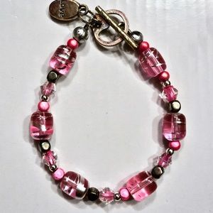 Beaded love charm bracelet