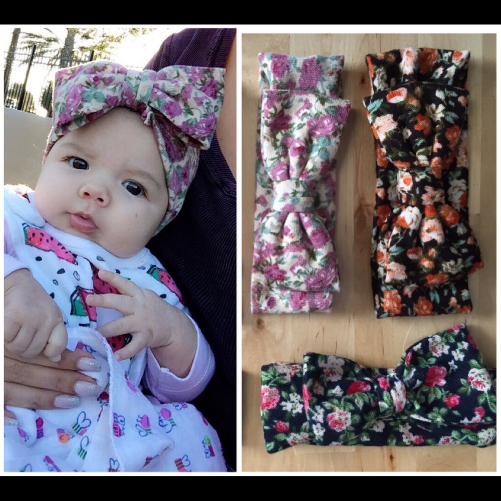 6 Baby Big Bow Headbands - Picture 2 of 8