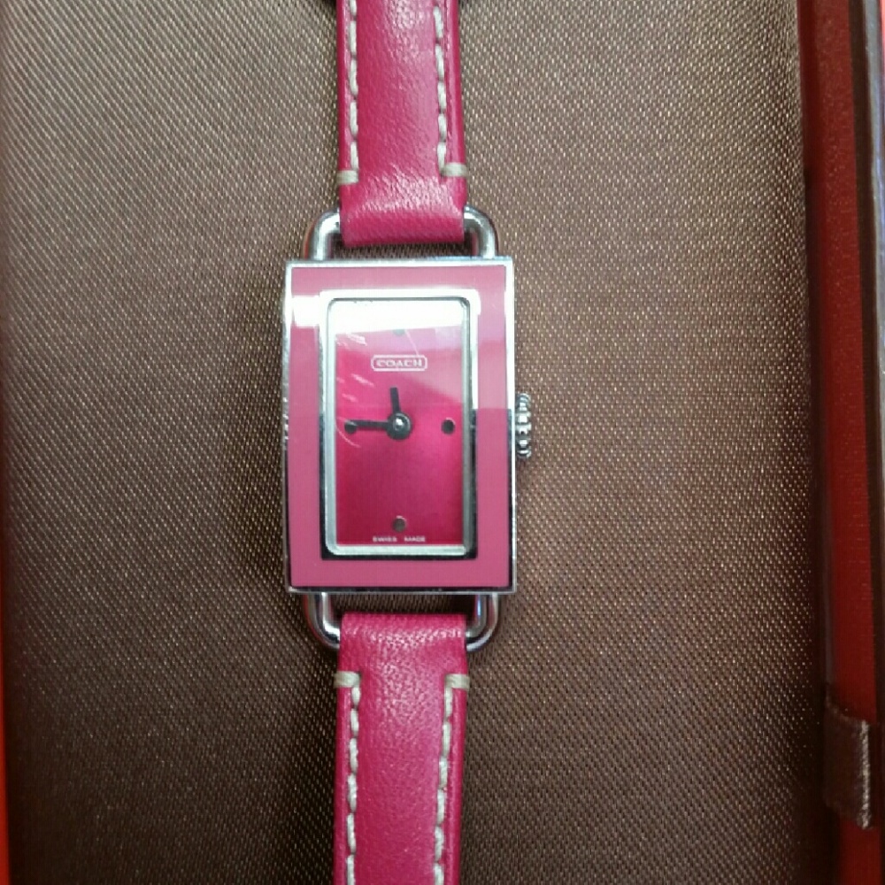 Pink Leather Coach Watch
