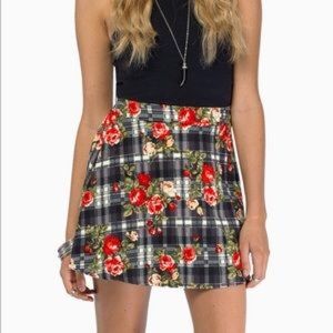 Tobi Plaid Floral Skirt