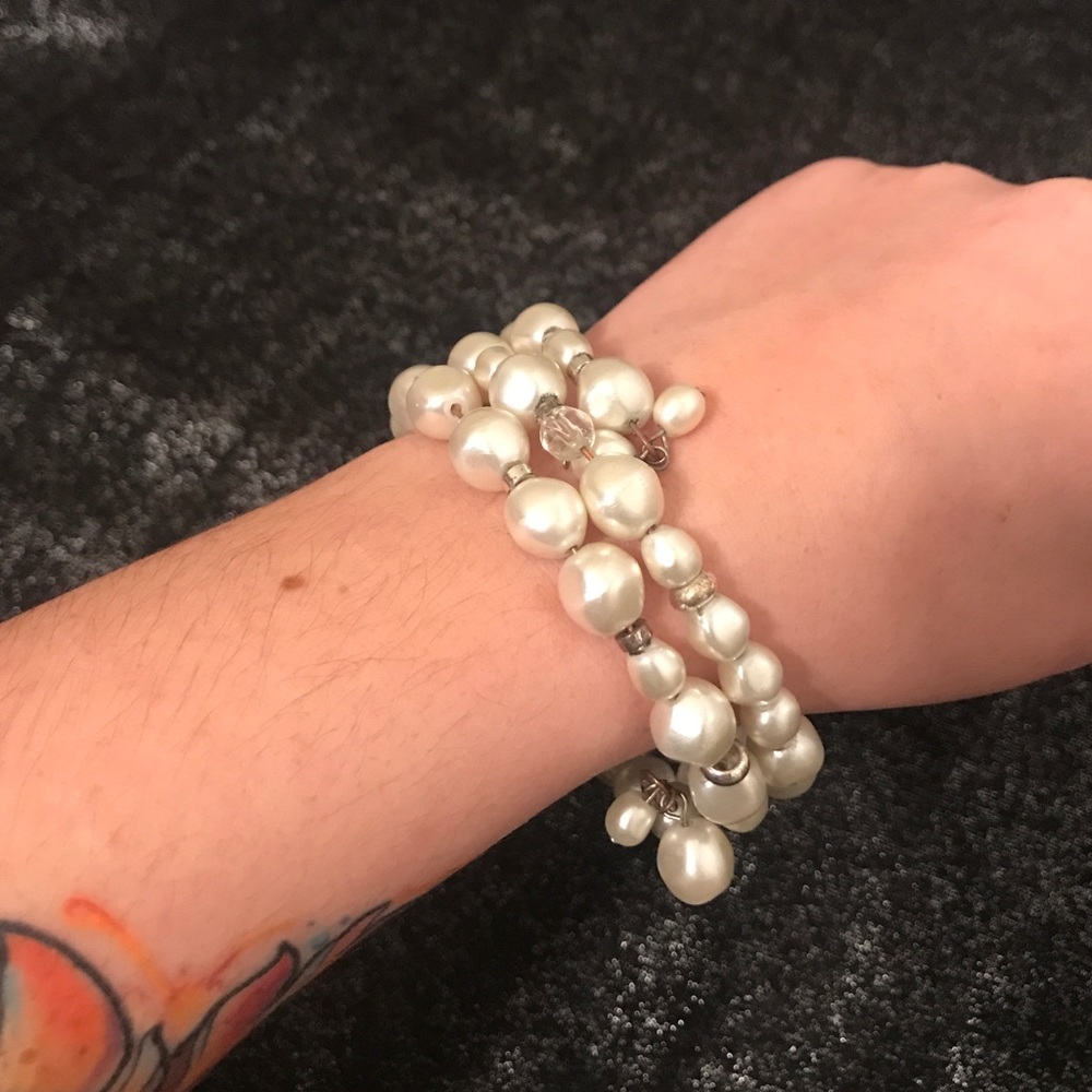 Faux pearl wrap bracelet