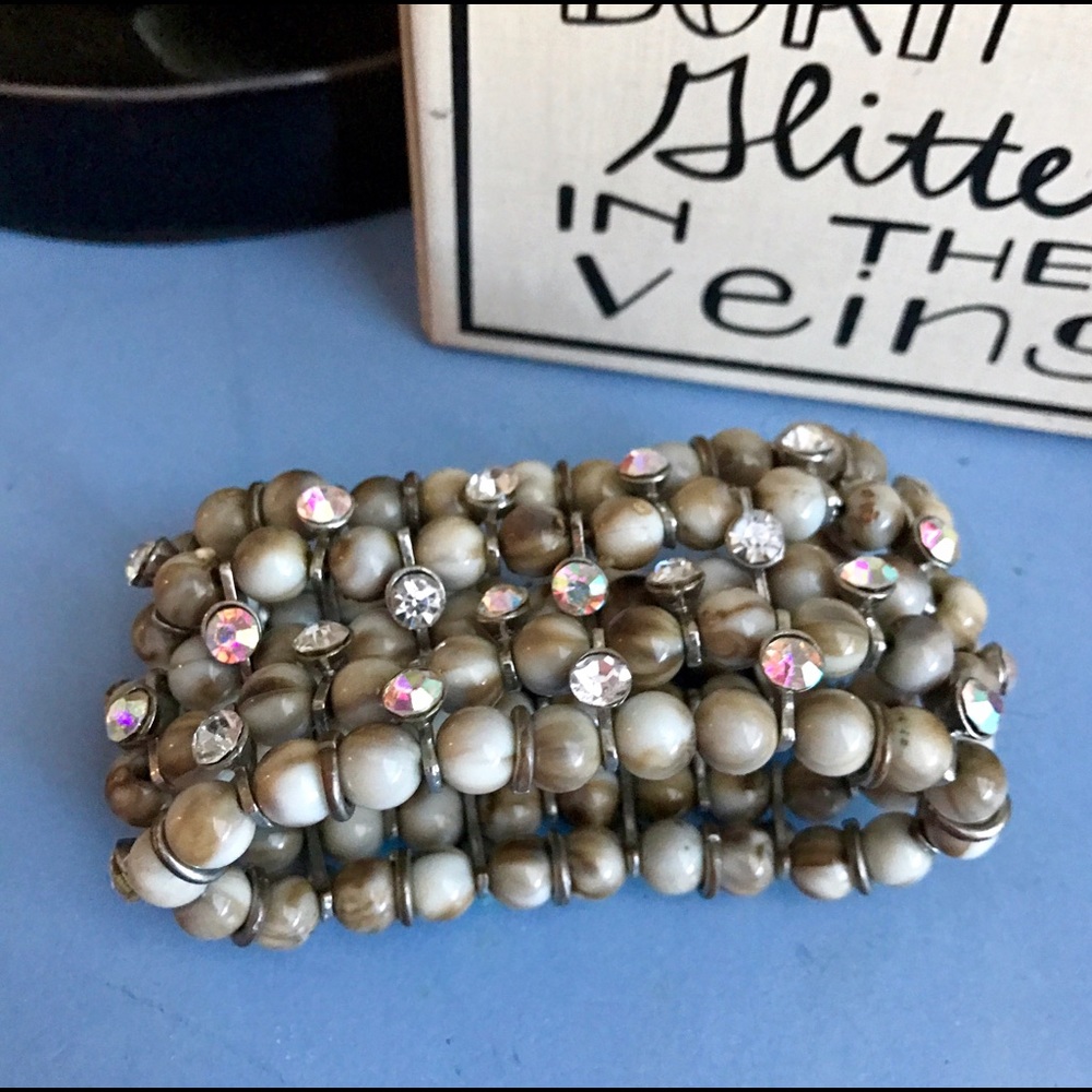 Gorgeous Bead & Rhinestone Stretch Bracelet - Picture 3 of 4