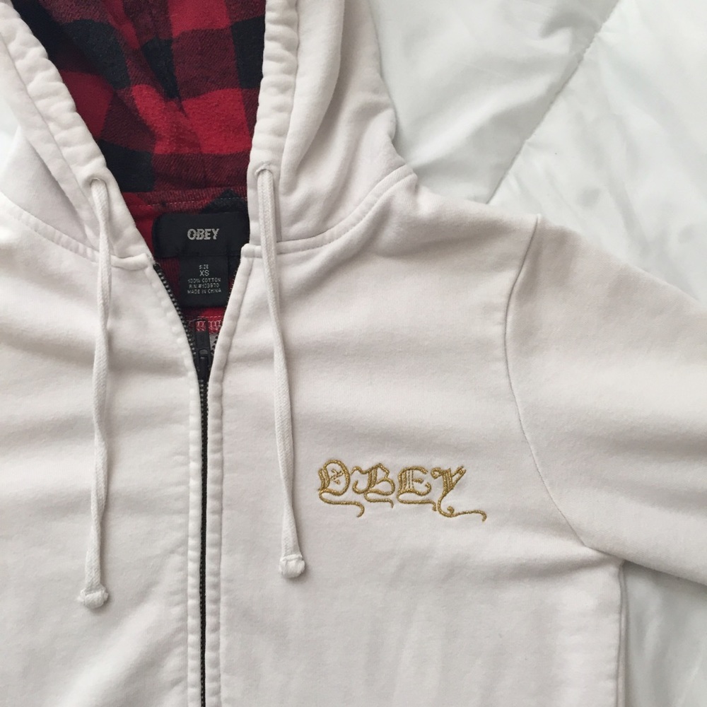 zip up OBEY white jacket - Picture 2 of 4