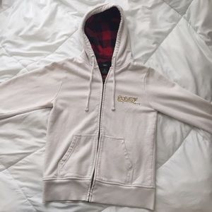 zip up OBEY white jacket