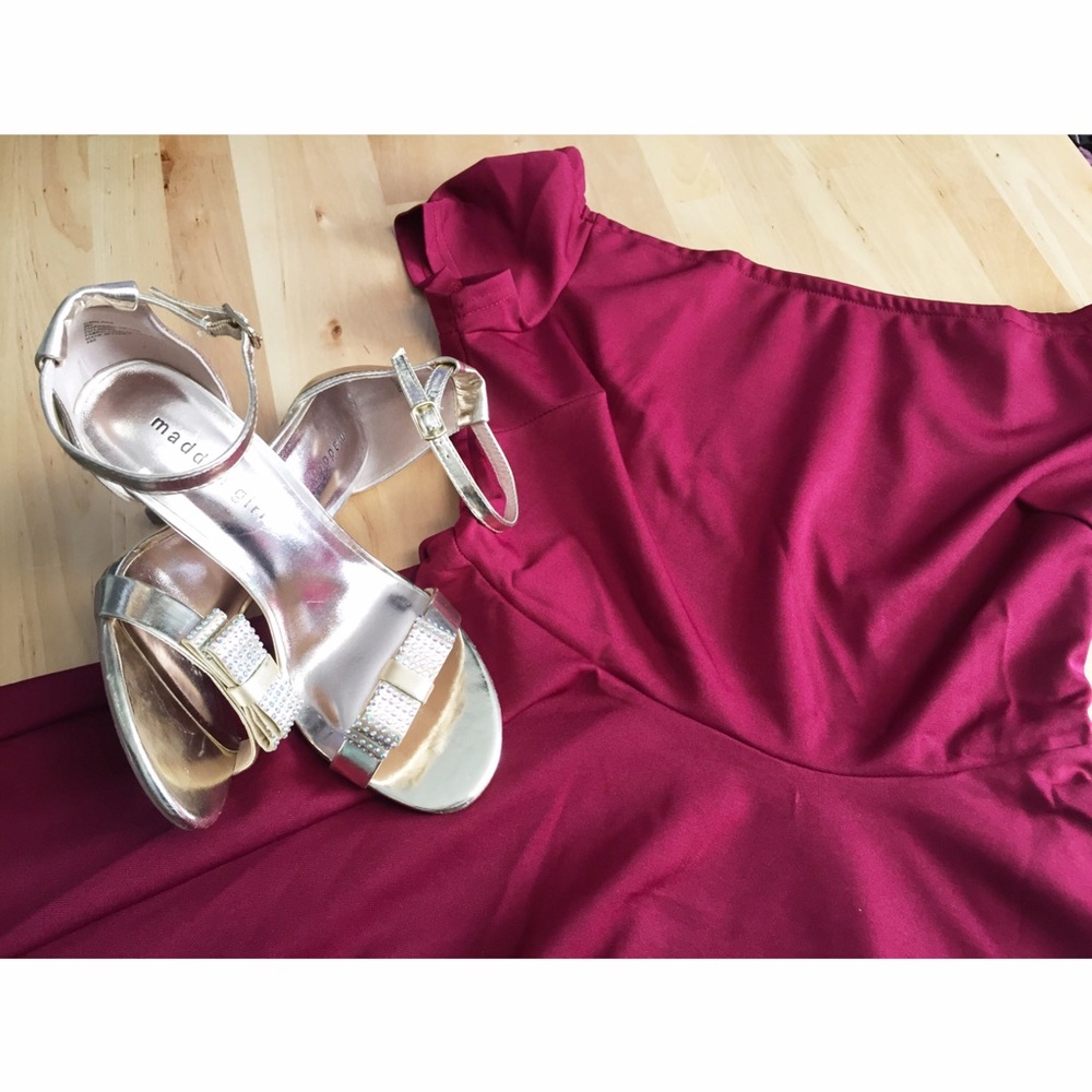 3x HP Off Shoulder Wine/Burgundy High Low Dress - Picture 7 of 8