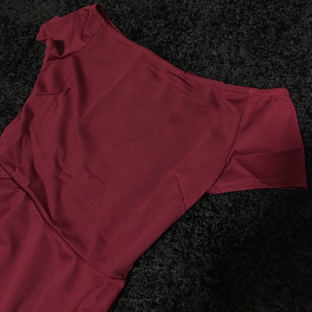 3x HP Off Shoulder Wine/Burgundy High Low Dress - Picture 6 of 8