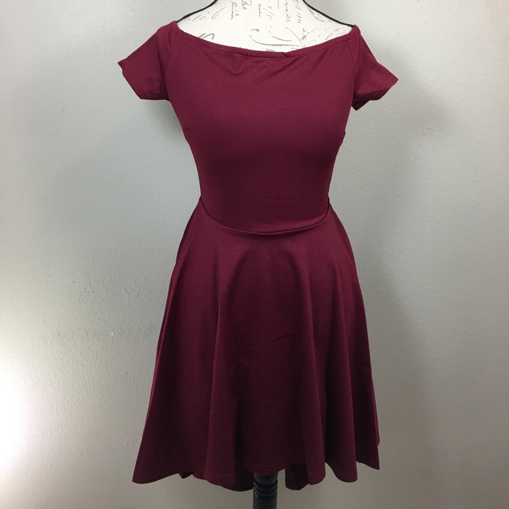 3x HP Off Shoulder Wine/Burgundy High Low Dress - Picture 3 of 8