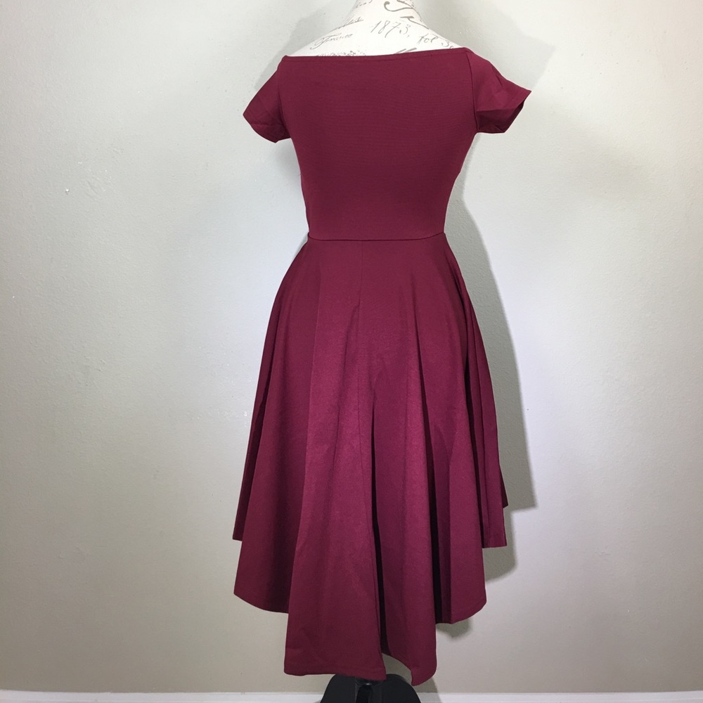 3x HP Off Shoulder Wine/Burgundy High Low Dress - Picture 4 of 8