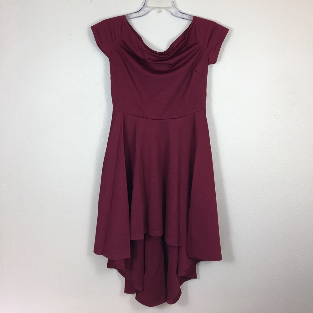 3x HP Off Shoulder Wine/Burgundy High Low Dress - Picture 2 of 8