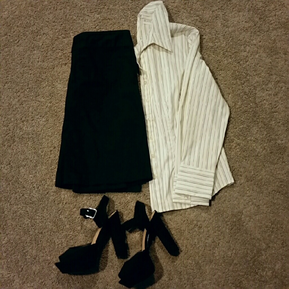Classic striped button down blouse