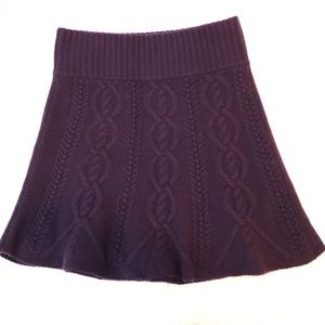 Minnie Rose dark purple cashmere A-line skirt
