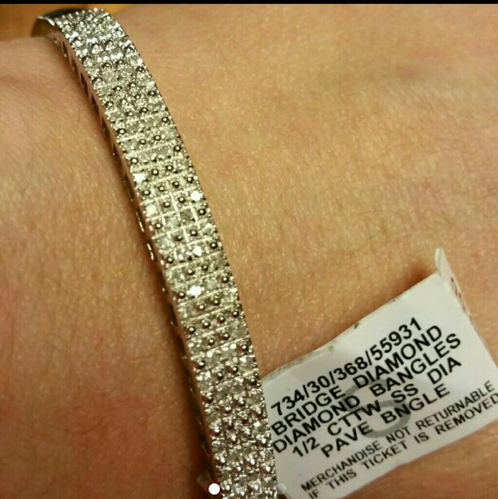 Diamond Sterling Silver Bangle NWT