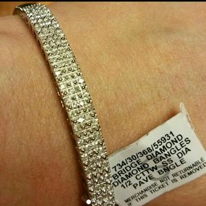 Diamond Sterling Silver Bangle NWT