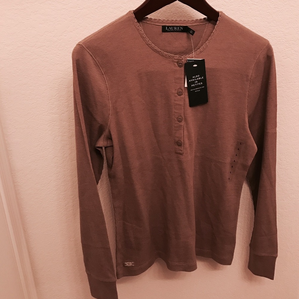 NWT Ralph Lauren brown/tan longsleeve shirt