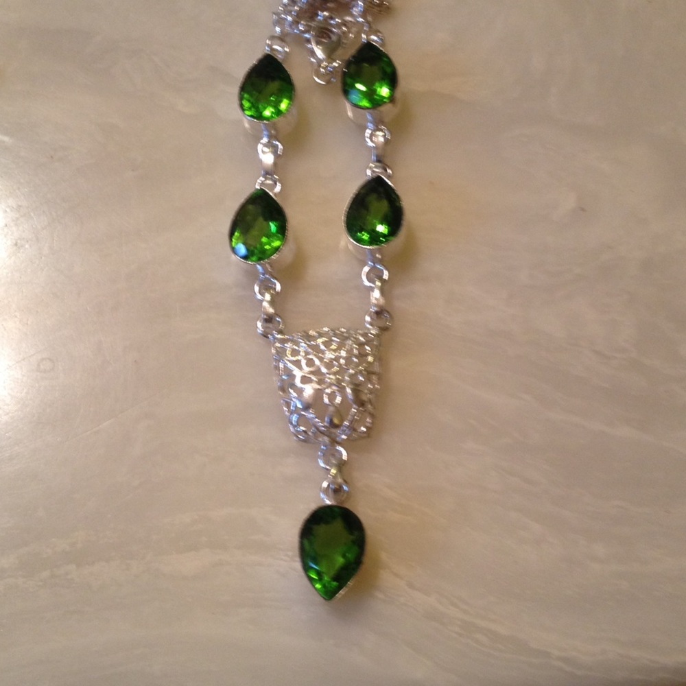 Flash Sale *Sterling Silver Green Citrine Necklace