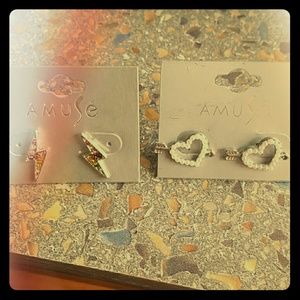 Heart and Lightning Bolt Earrings