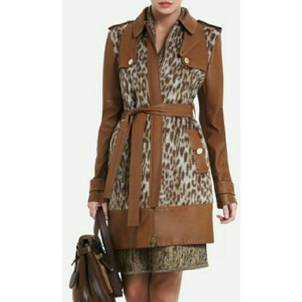 Blake Leopard-Print Faux-Fur Trench Coat