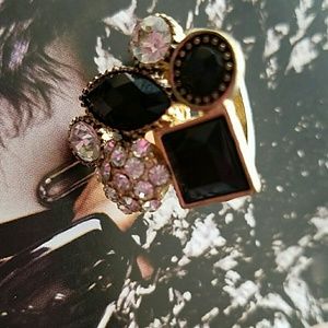 Gorgeous Statement Gold Multi-layered Mix Stone Ring, Unique Design Sz 7 NWOT