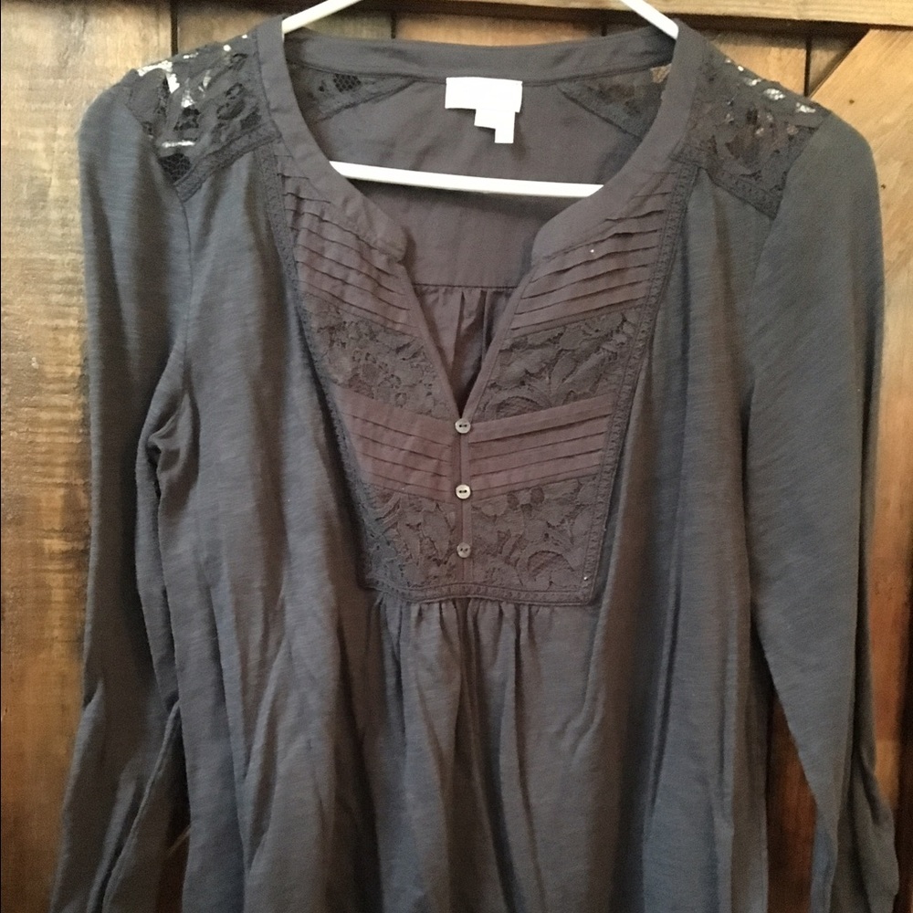 Anthropologie Meadow Roe top with lace detail