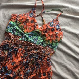 Orange paisley print dress