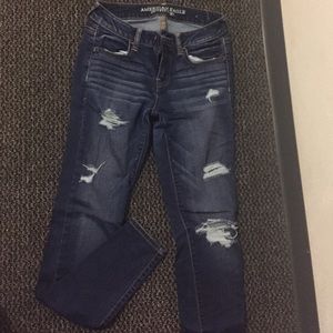 Really cute dark ripped jeans from American eagle