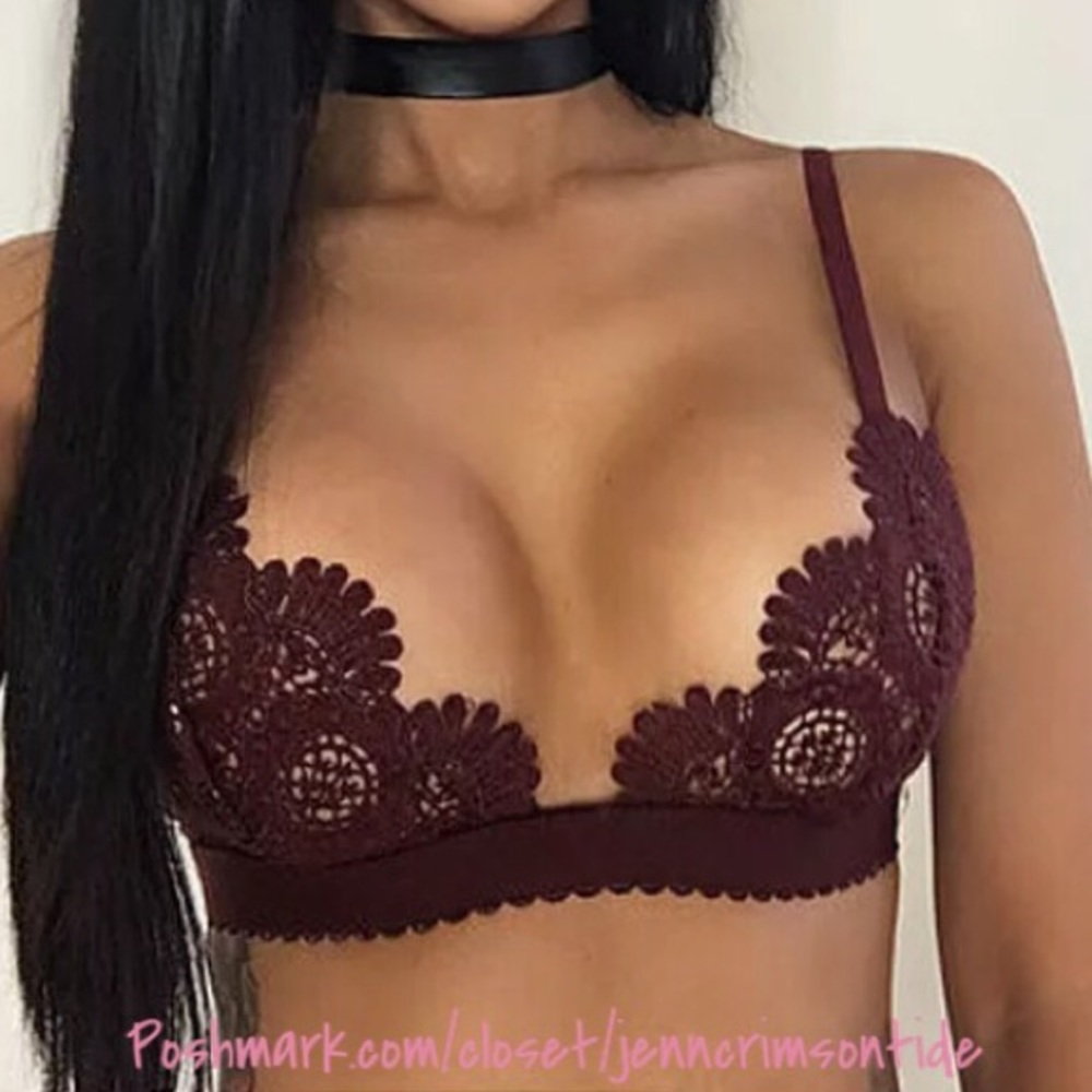 Wine Crochet Bralette Bra Lingerie Burgundy