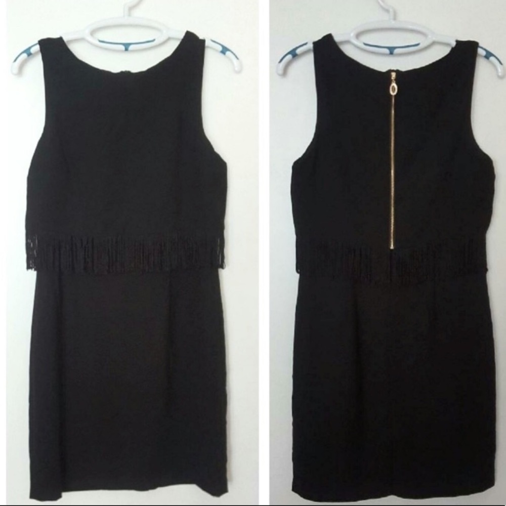 NWT Black Fringe Popover Dress