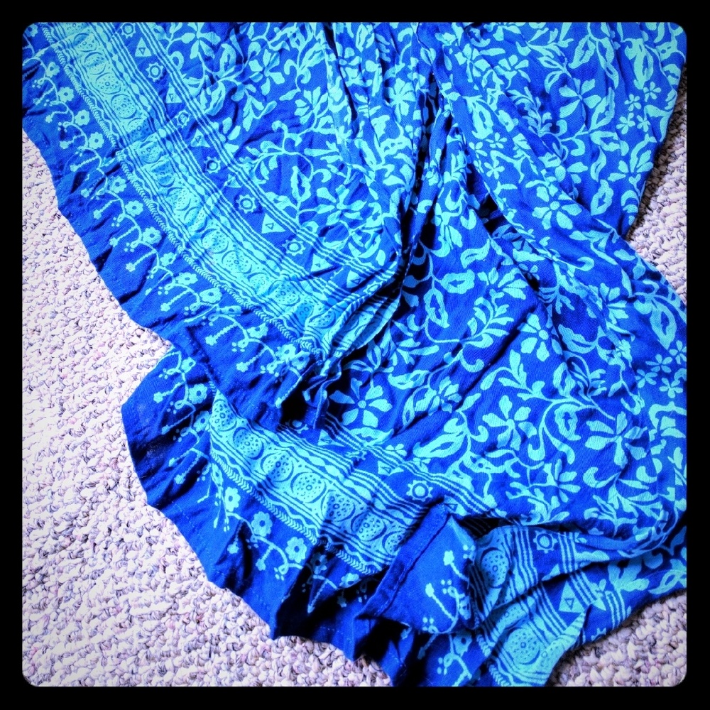 Cobalt blue and turquoise large shawl/scarf
