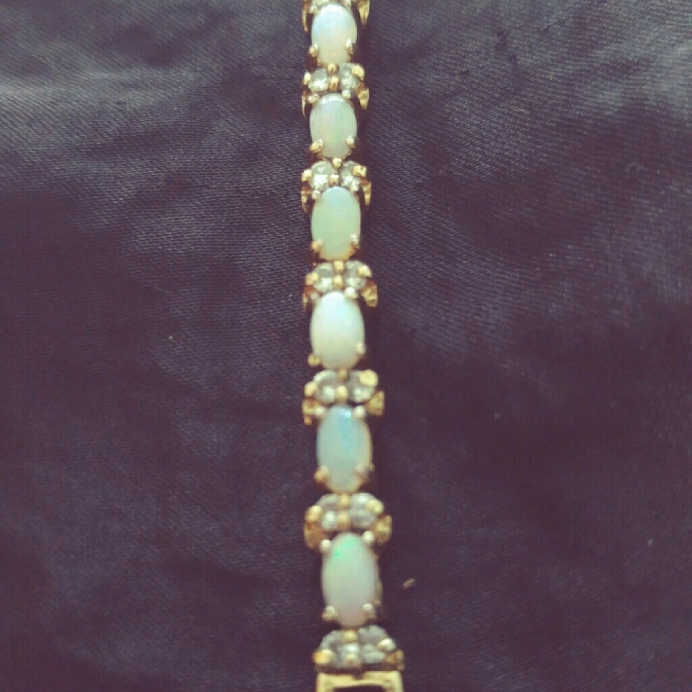 Vintage faux fire opal and cz bracelet